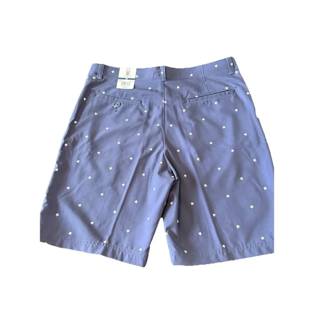 Golf America Men's Golf Shorts Size 34 Blue Star Print Flat Performance NWT